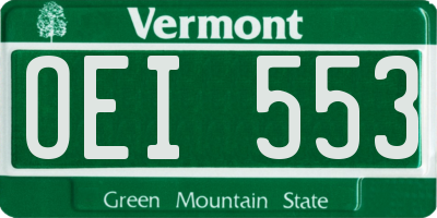 VT license plate OEI553