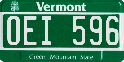 VT license plate OEI596