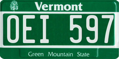 VT license plate OEI597