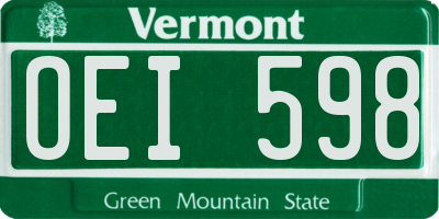 VT license plate OEI598