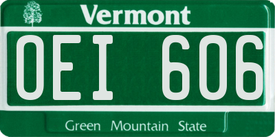 VT license plate OEI606