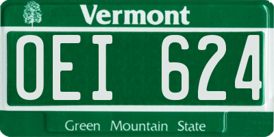 VT license plate OEI624