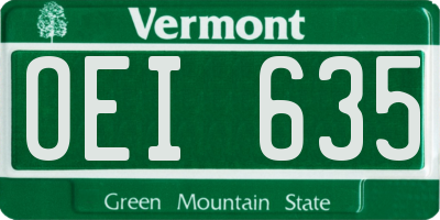 VT license plate OEI635