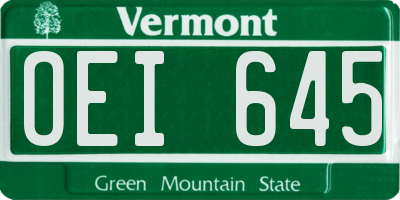 VT license plate OEI645