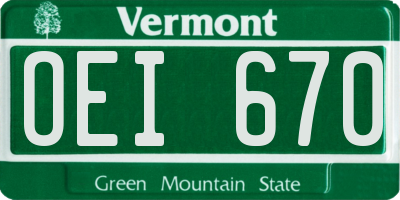 VT license plate OEI670
