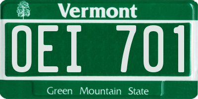 VT license plate OEI701