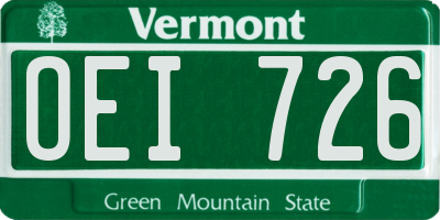 VT license plate OEI726