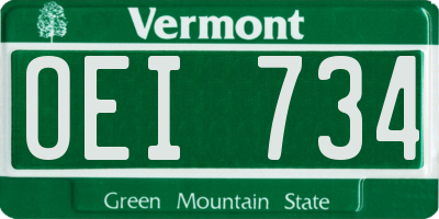 VT license plate OEI734