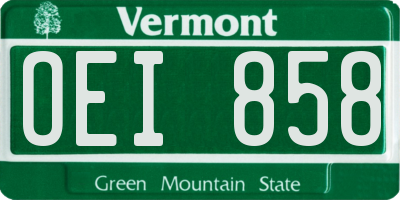VT license plate OEI858