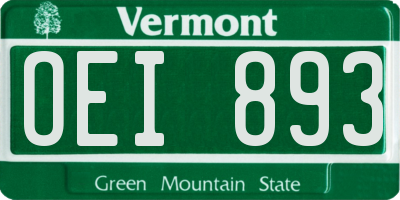 VT license plate OEI893