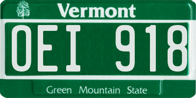 VT license plate OEI918