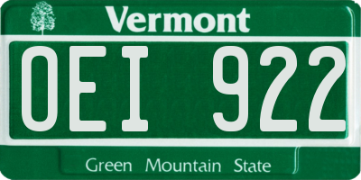 VT license plate OEI922