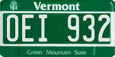 VT license plate OEI932