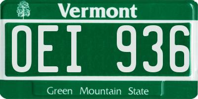 VT license plate OEI936