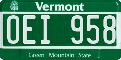 VT license plate OEI958