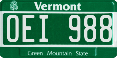 VT license plate OEI988