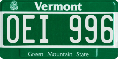 VT license plate OEI996