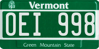 VT license plate OEI998