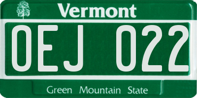 VT license plate OEJ022