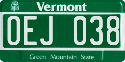 VT license plate OEJ038