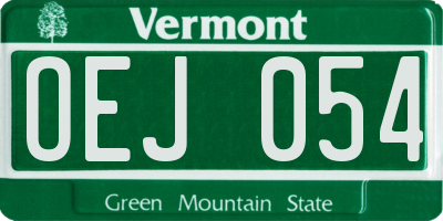 VT license plate OEJ054