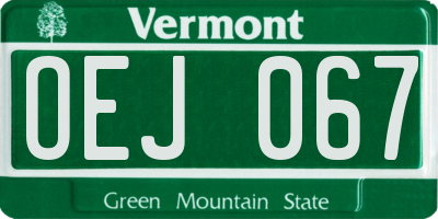 VT license plate OEJ067