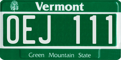 VT license plate OEJ111