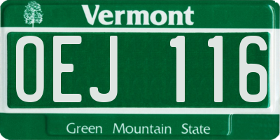 VT license plate OEJ116