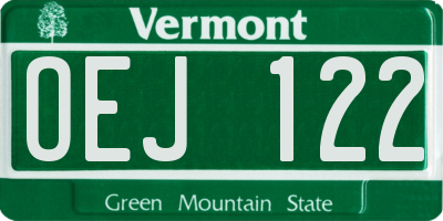 VT license plate OEJ122