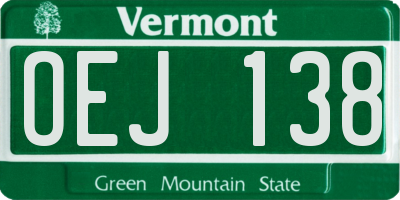 VT license plate OEJ138