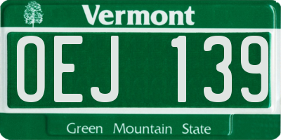 VT license plate OEJ139