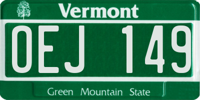 VT license plate OEJ149
