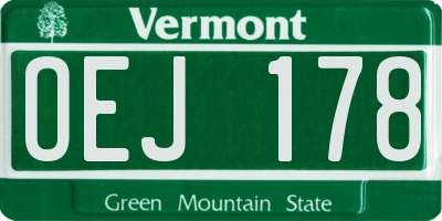 VT license plate OEJ178