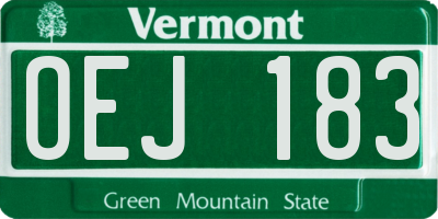 VT license plate OEJ183