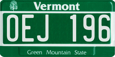 VT license plate OEJ196