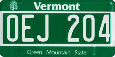 VT license plate OEJ204