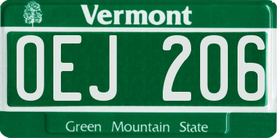 VT license plate OEJ206