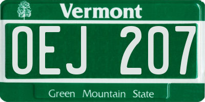 VT license plate OEJ207