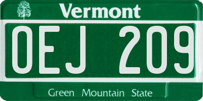 VT license plate OEJ209