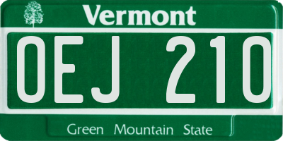VT license plate OEJ210