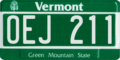 VT license plate OEJ211