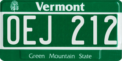 VT license plate OEJ212