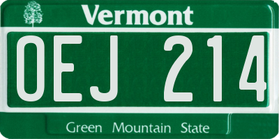 VT license plate OEJ214