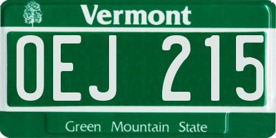 VT license plate OEJ215