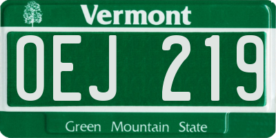 VT license plate OEJ219