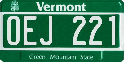 VT license plate OEJ221