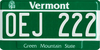 VT license plate OEJ222