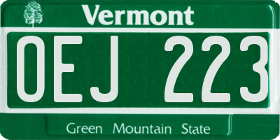 VT license plate OEJ223