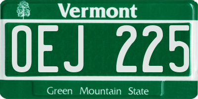 VT license plate OEJ225