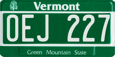 VT license plate OEJ227